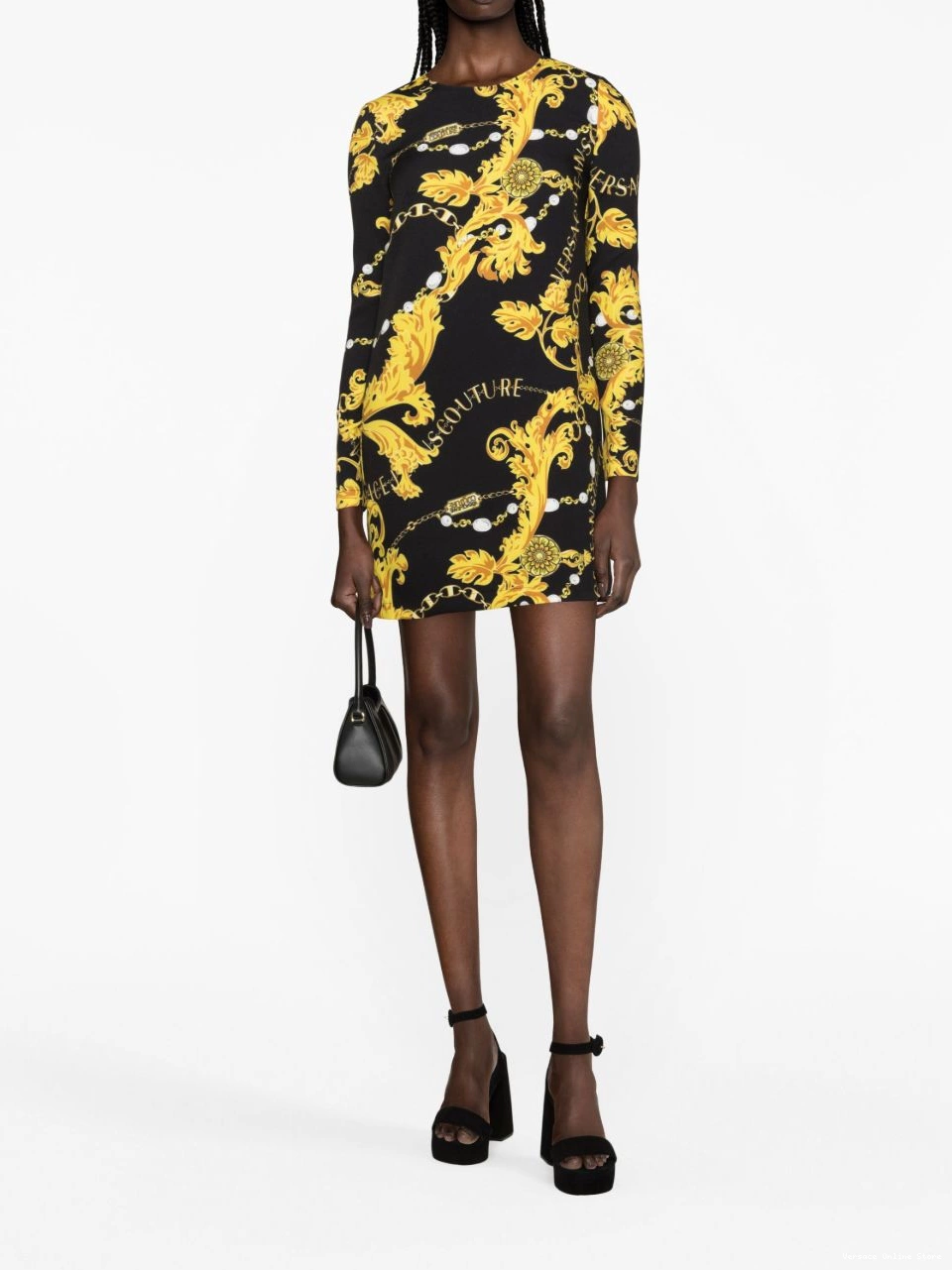 Cheap Versace Women Baroque-print minidress long-sleeve Jeans Couture 0731